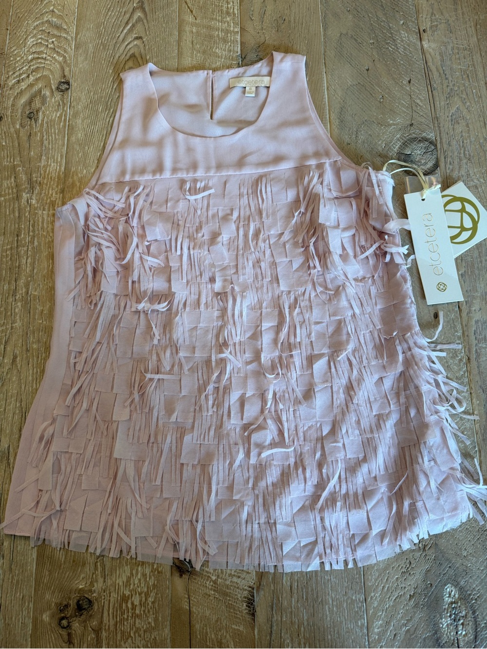 Etcetera Pink Fringe Sleeveless Top NWT 6